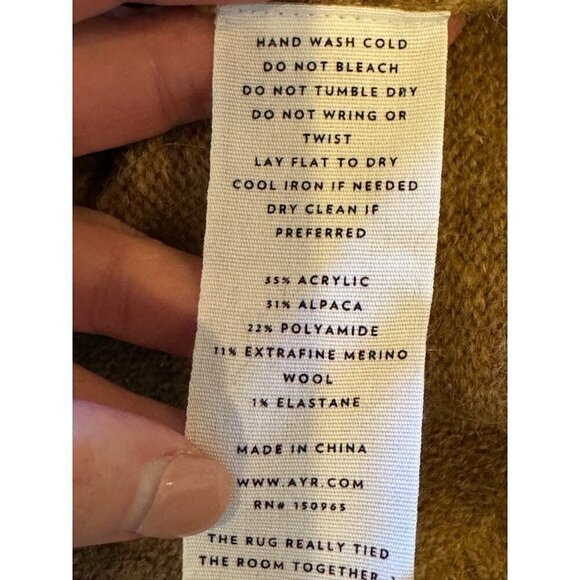 AYR Sweater Women Small Green Blue Camel Alpaca Wool Blend The Kick Back Crew - Picture 9 of 10